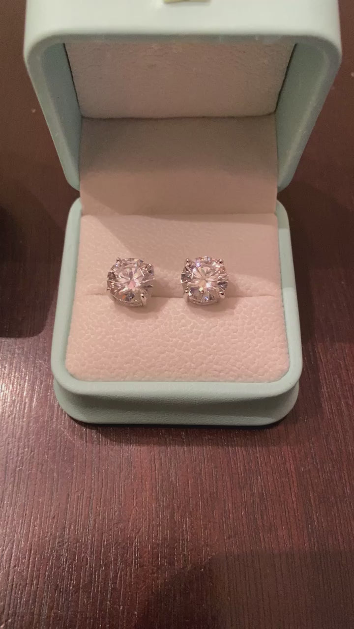 10mm Round Cut Moissanite Earrings