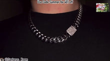 Load and play video in Gallery viewer, 12mm Hybrid Miami Cuban Link Chain (925 Silver/White Gold)
