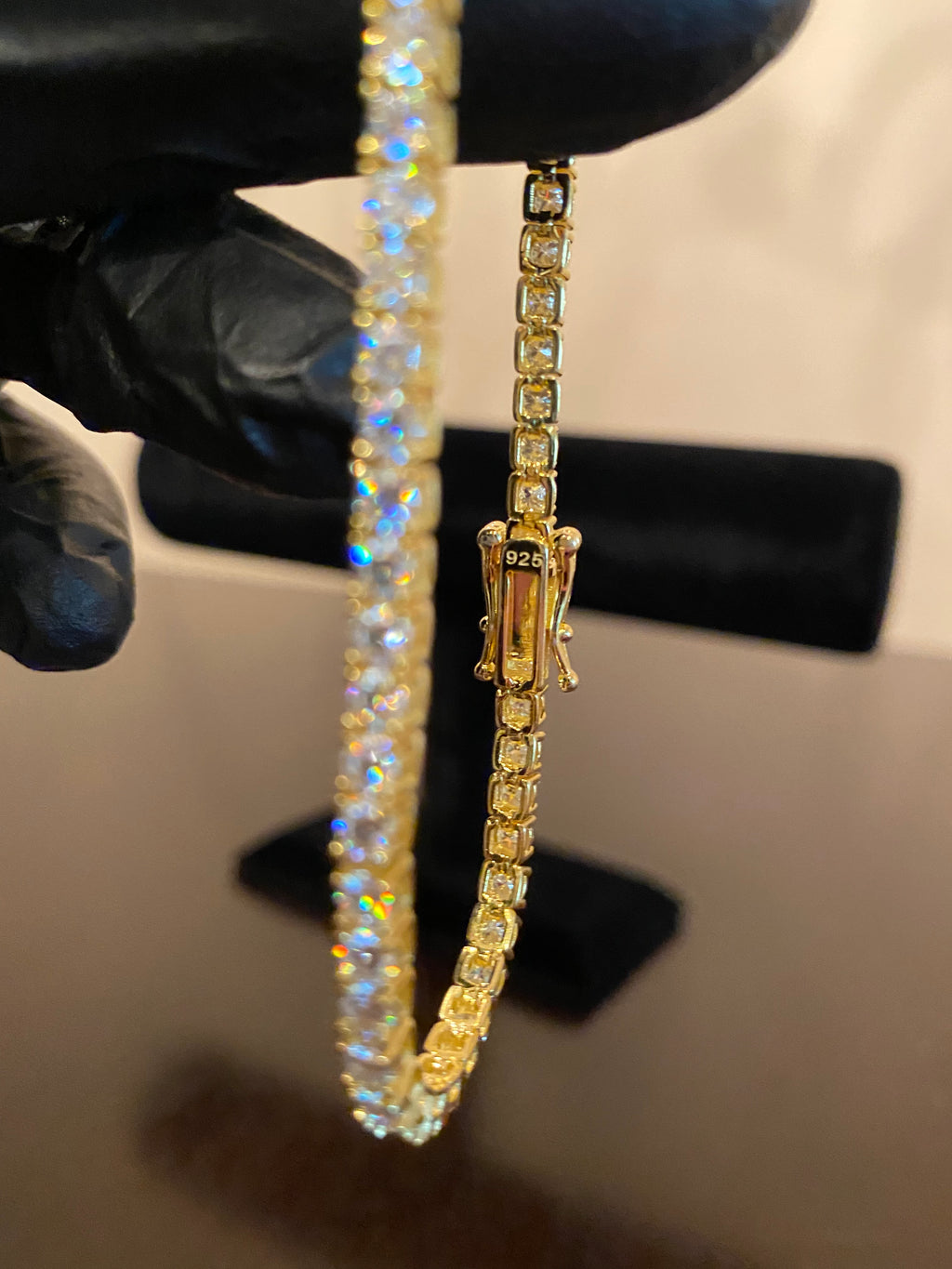 3mm Moissanite Tennis Bracelet (925 Silver/Yellow Gold)