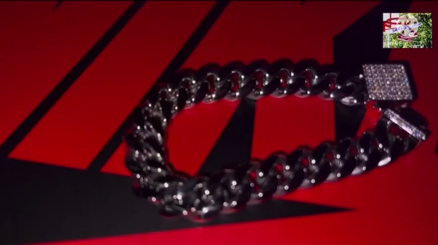 12mm Hybrid Miami Cuban Link Bracelet (925 Silver/White Gold)