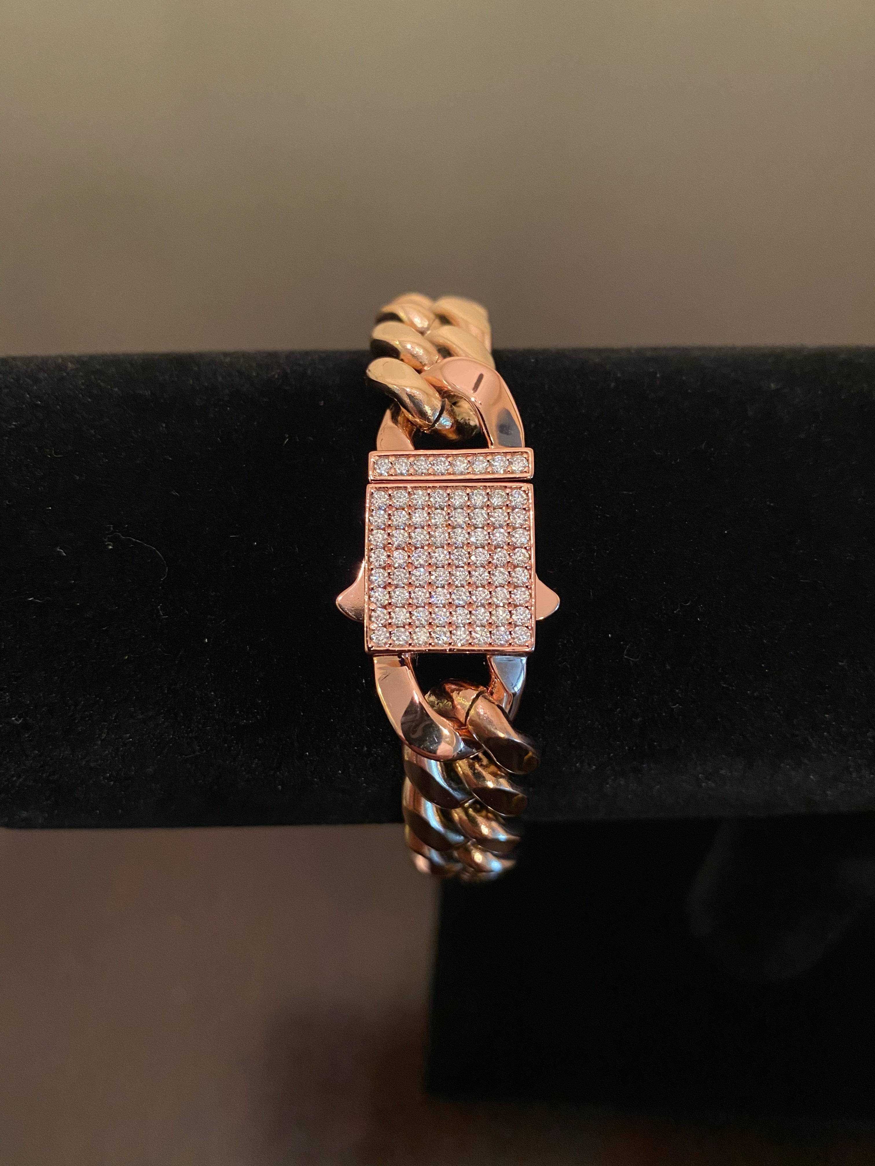 12mm Hybrid Miami Cuban Link Bracelet (925 Silver/Rose Gold)
