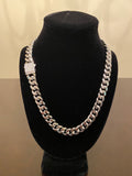 12mm Hybrid Miami Cuban Link Chain (925 Silver/White Gold)