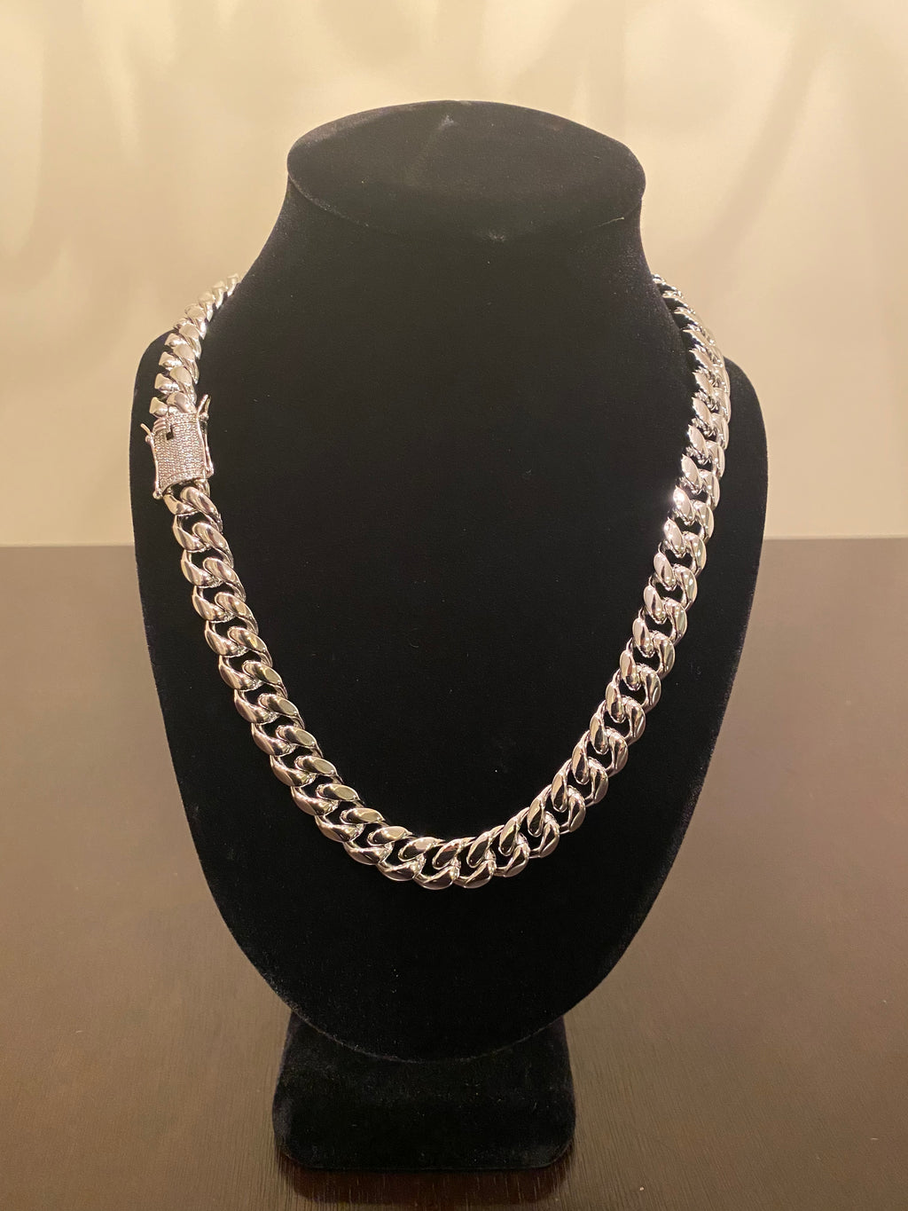 12mm Miami Cuban Link Chain (White Gold)