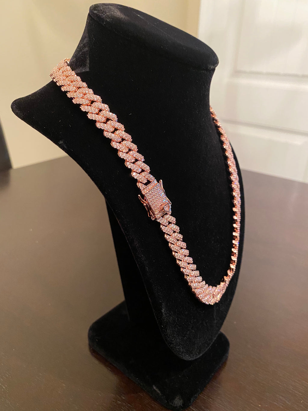 12mm Prong Set Miami Cuban Link Chain (Rose Gold)