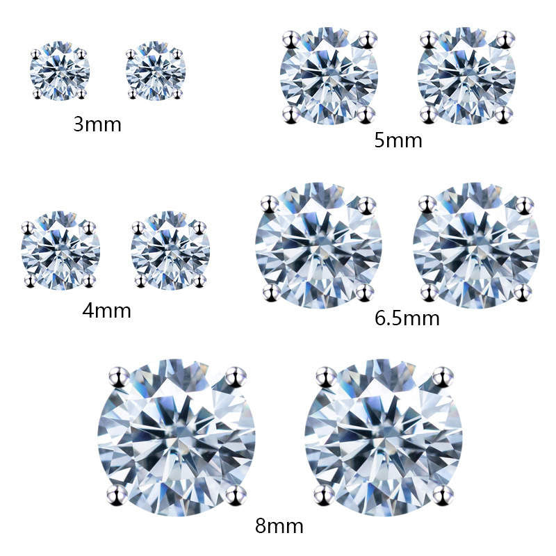 8mm Round Cut Moissanite Earrings