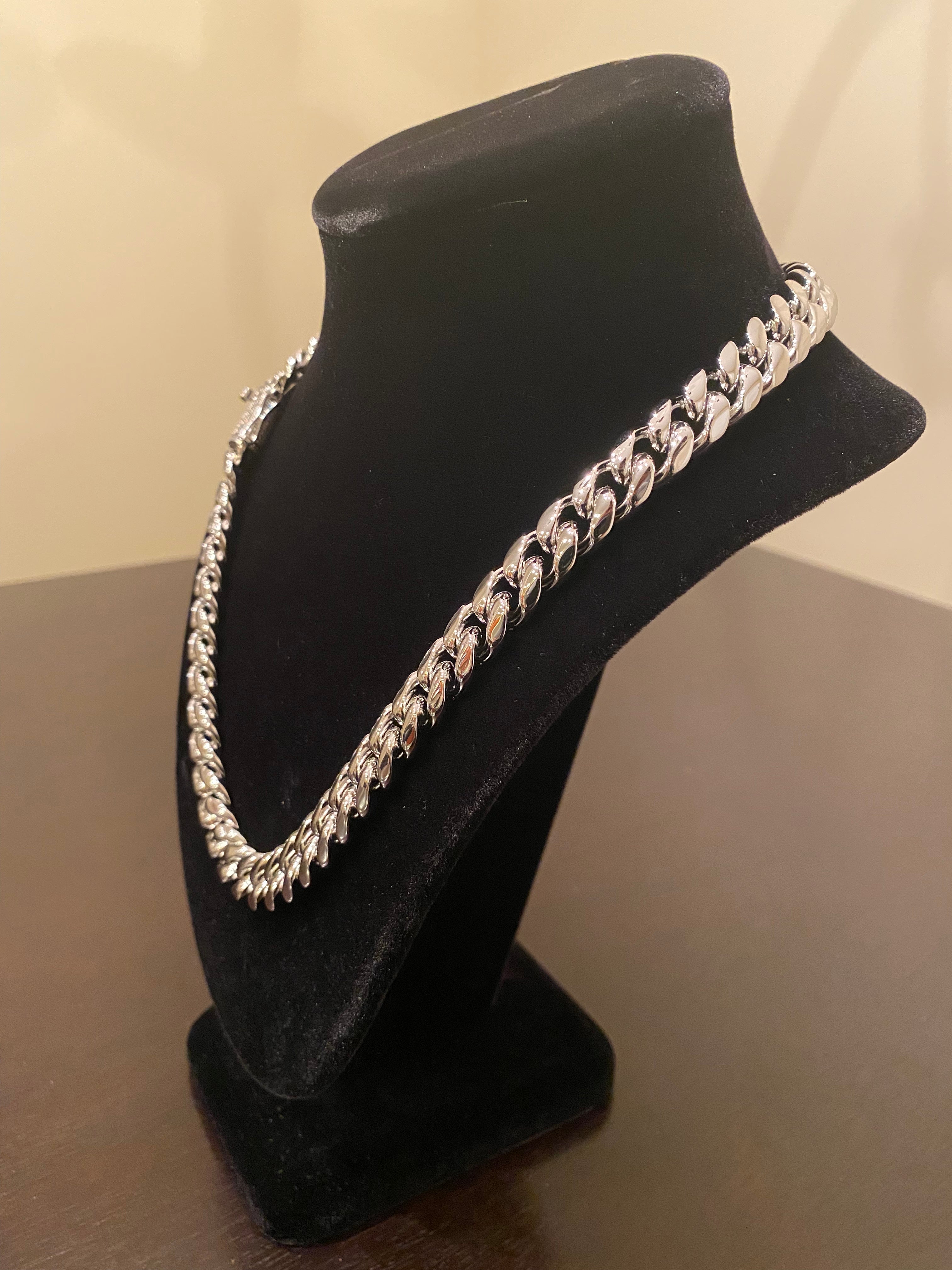 12mm Miami Cuban Link Chain (White Gold)