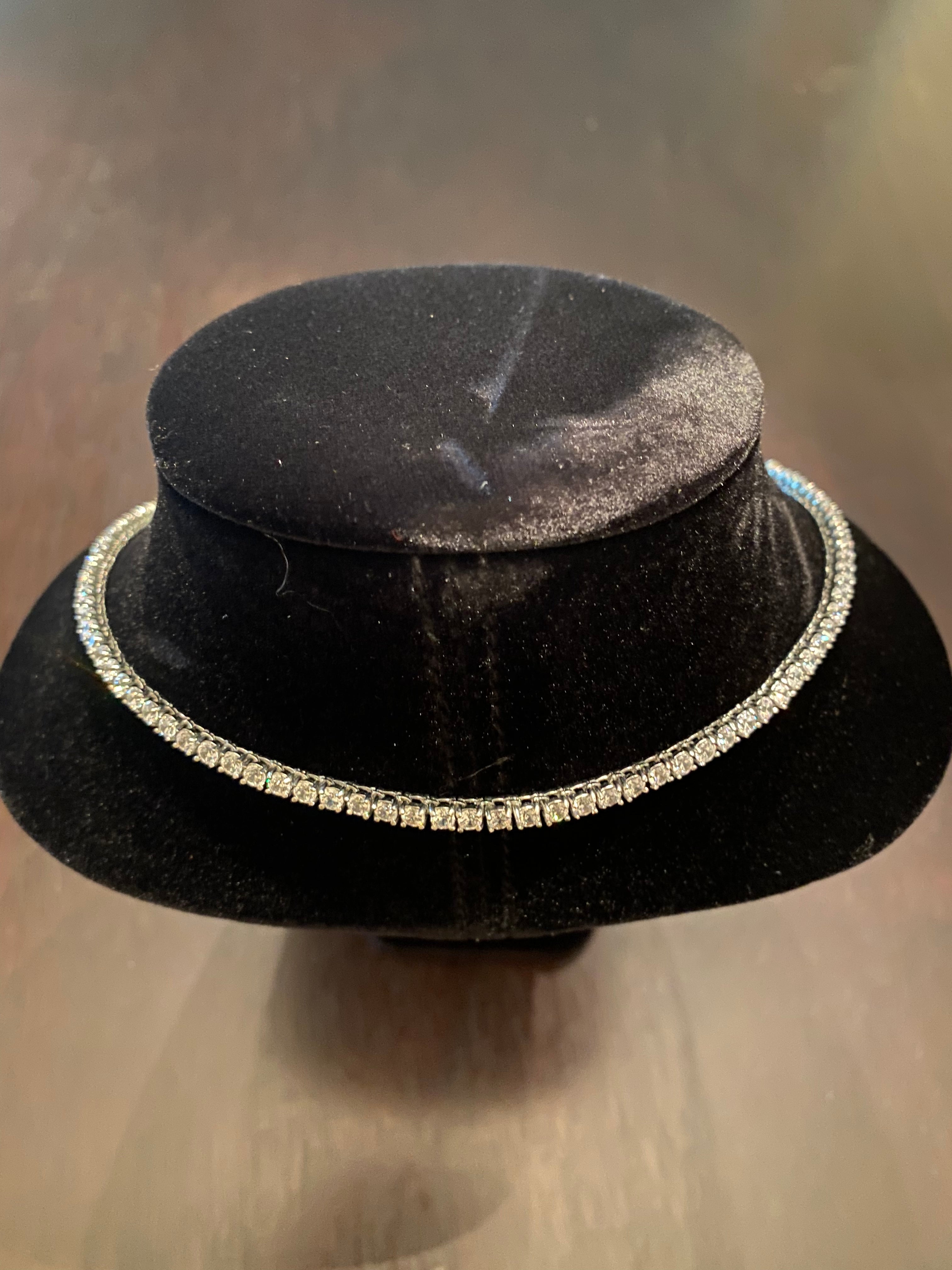 3mm Round Cut Tennis Necklace (White Gold)