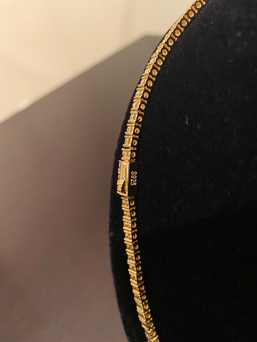 3mm Round Cut Tennis Necklace (925 Silver/Yellow Gold)