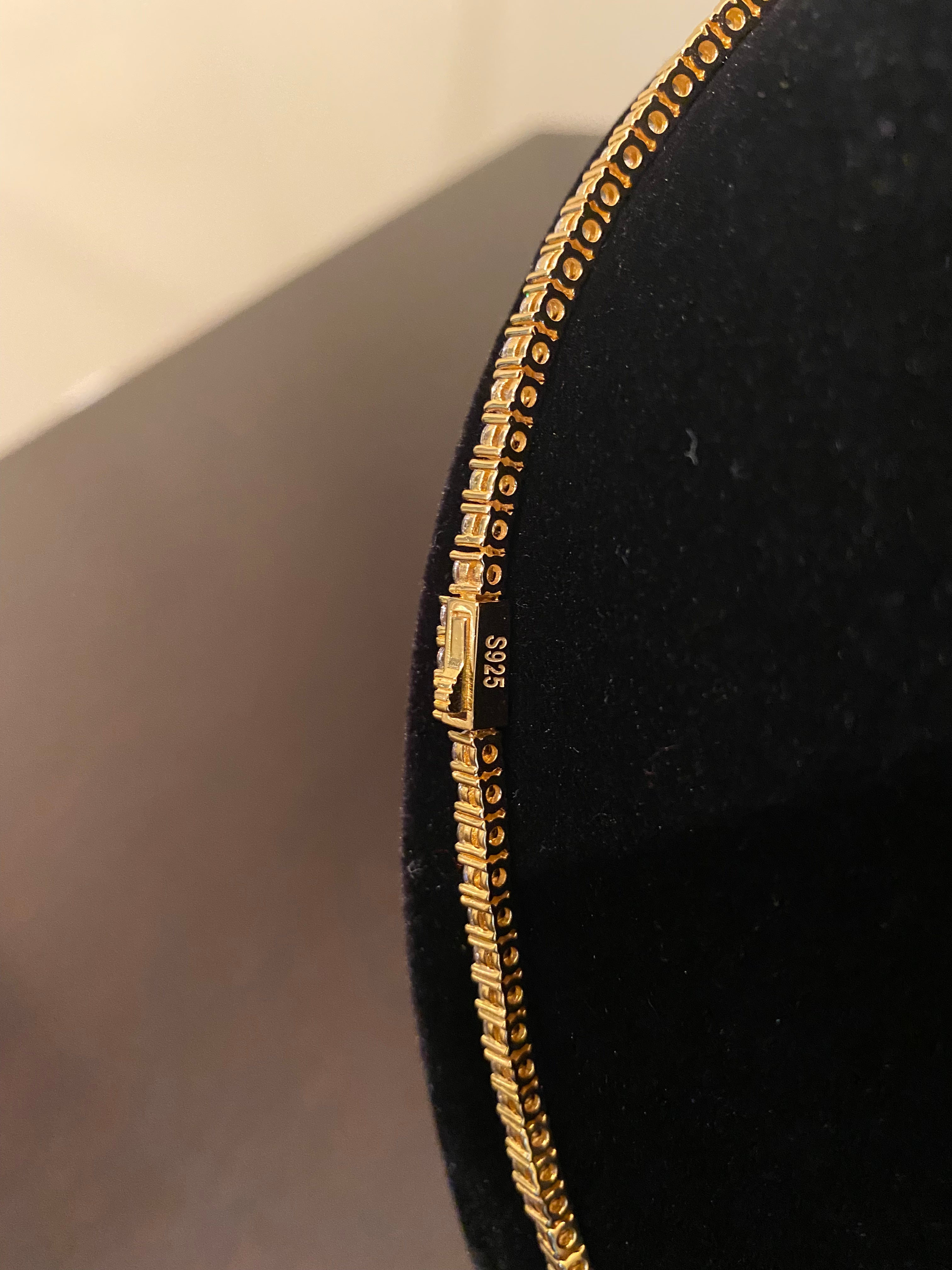 3mm Round Cut Tennis Necklace (925 Silver/Yellow Gold)