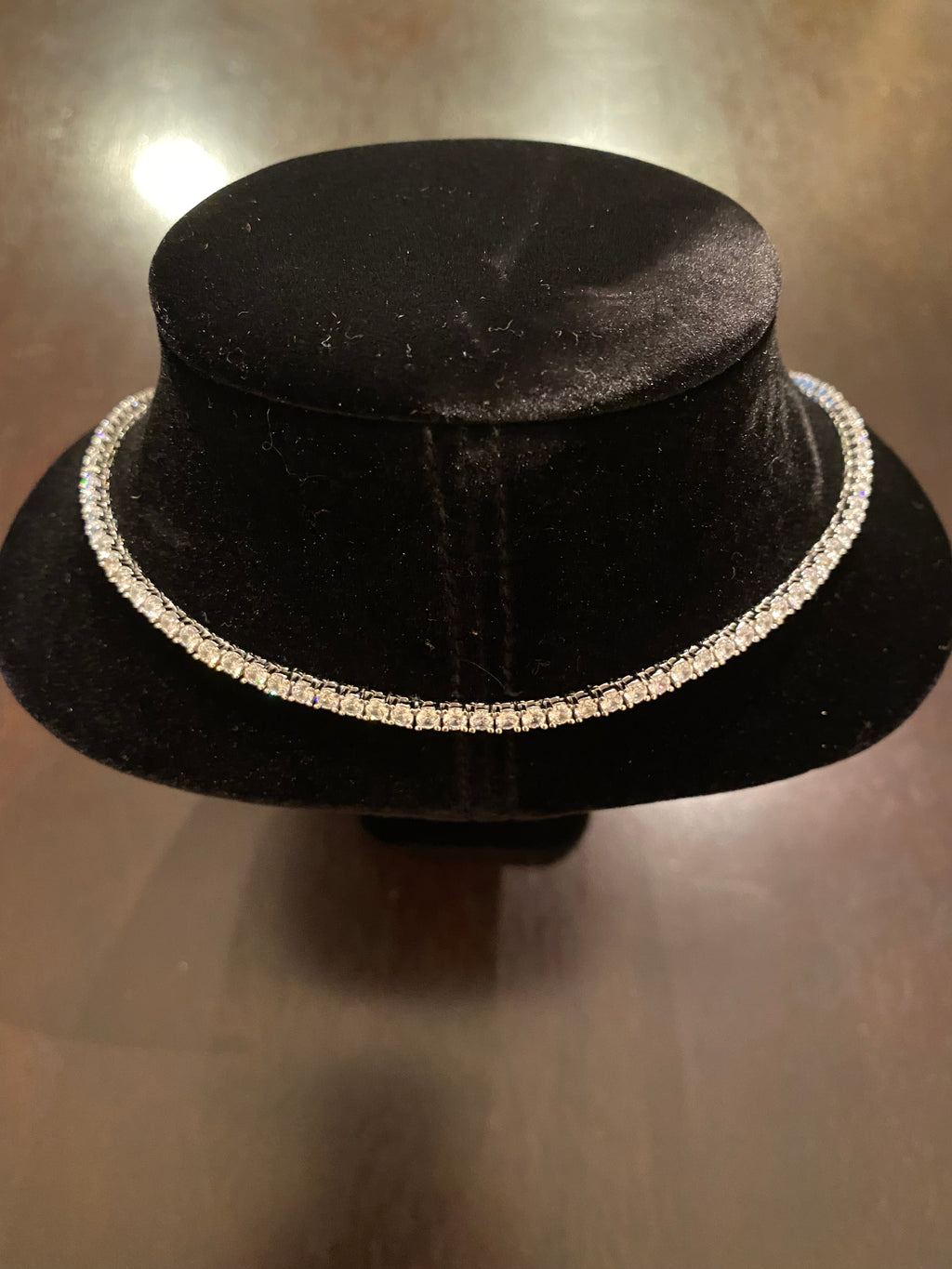 3mm Round Cut Tennis Necklace (925 Silver/White Gold)