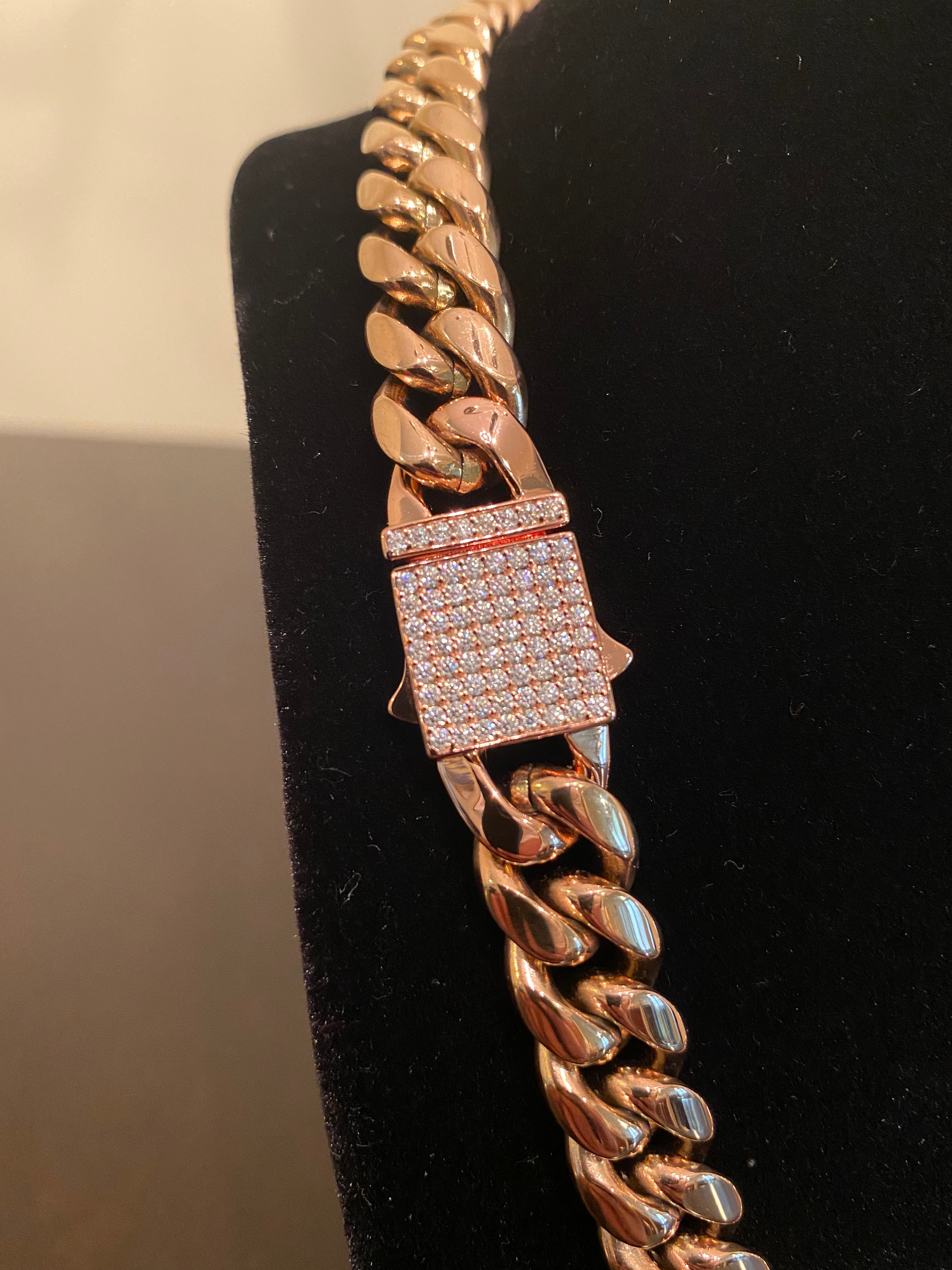 12mm Hybrid Miami Cuban Link Chain (925 Silver/Rose Gold)