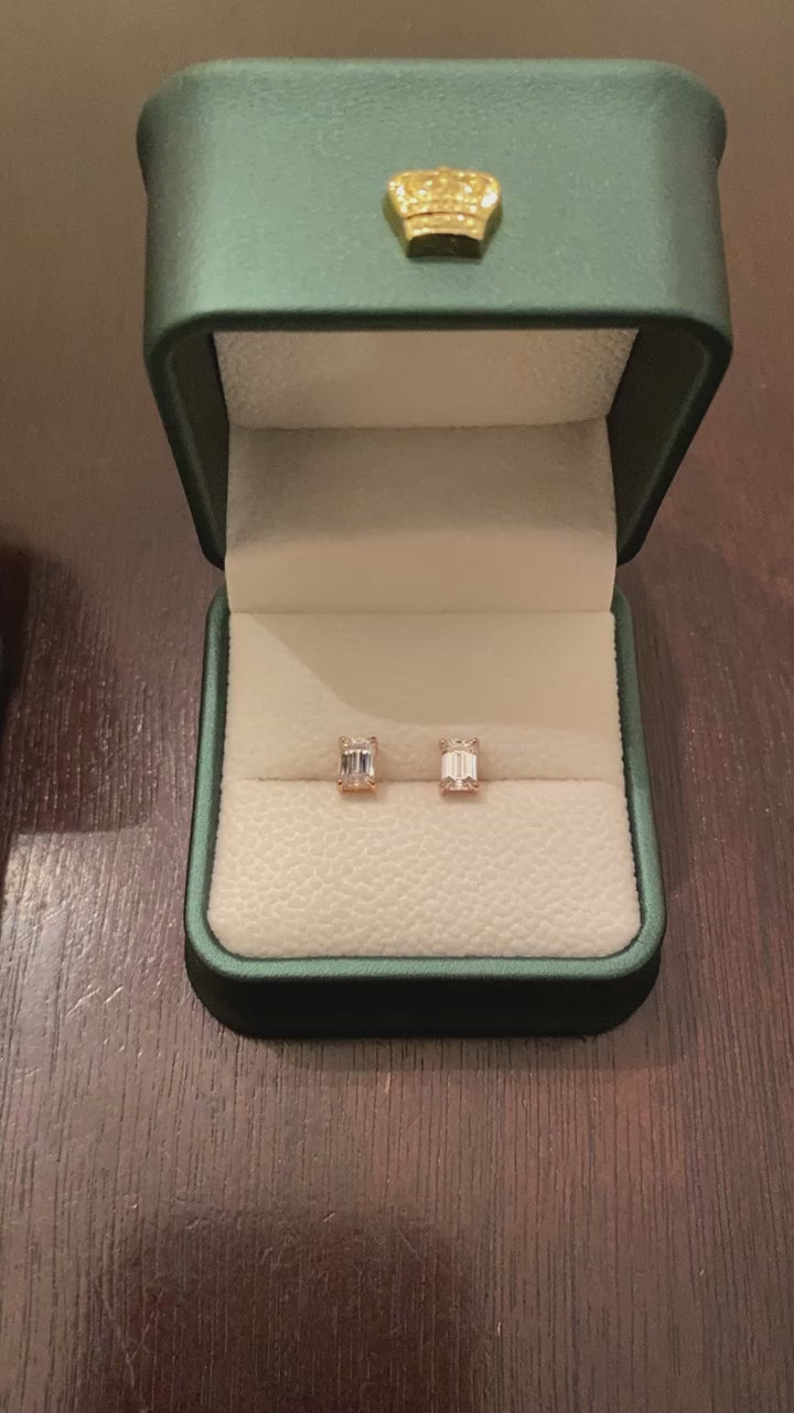 4x6mm Emerald Cut Moissanite Earrings
