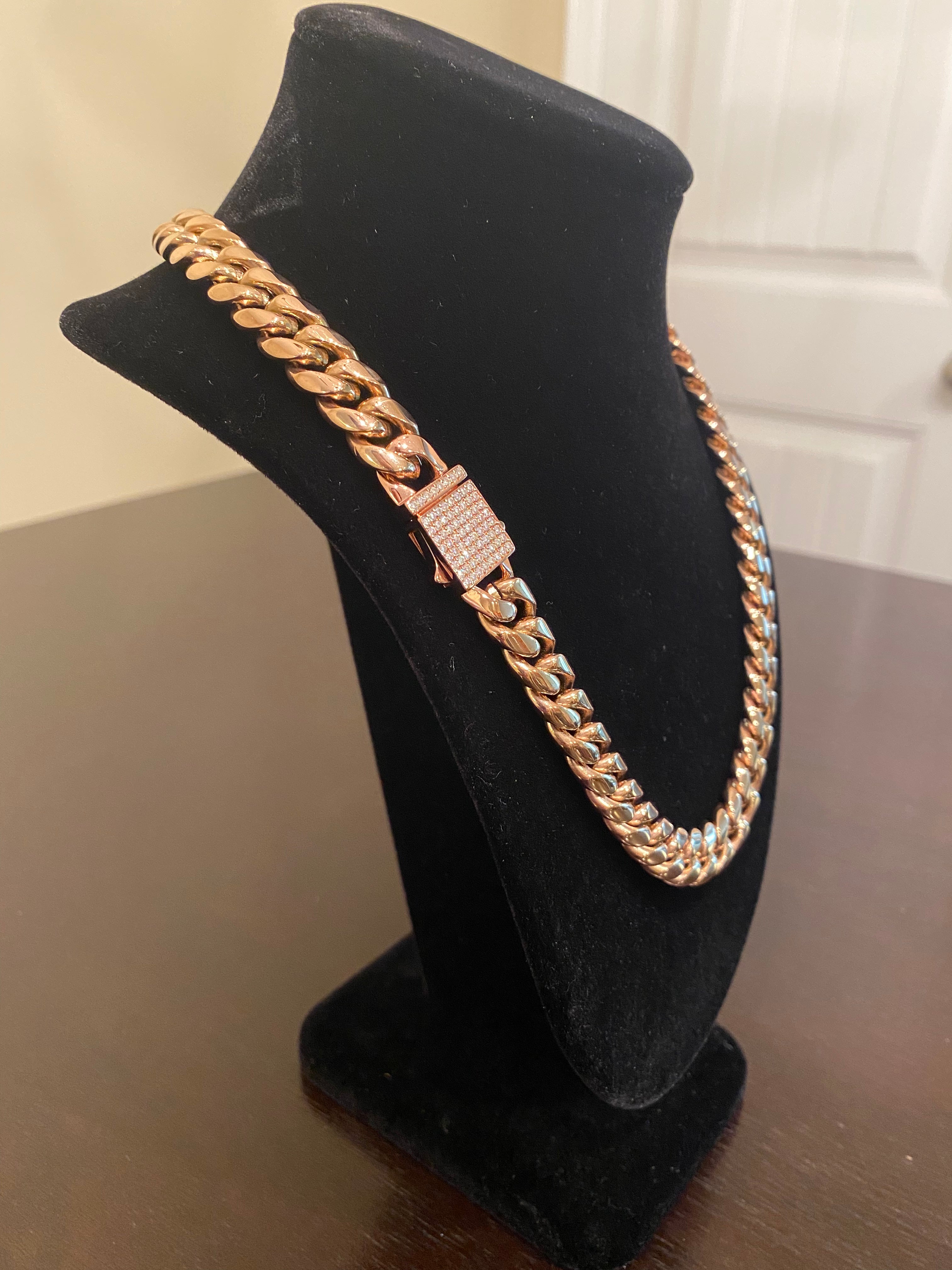 12mm Hybrid Miami Cuban Link Chain (925 Silver/Rose Gold)
