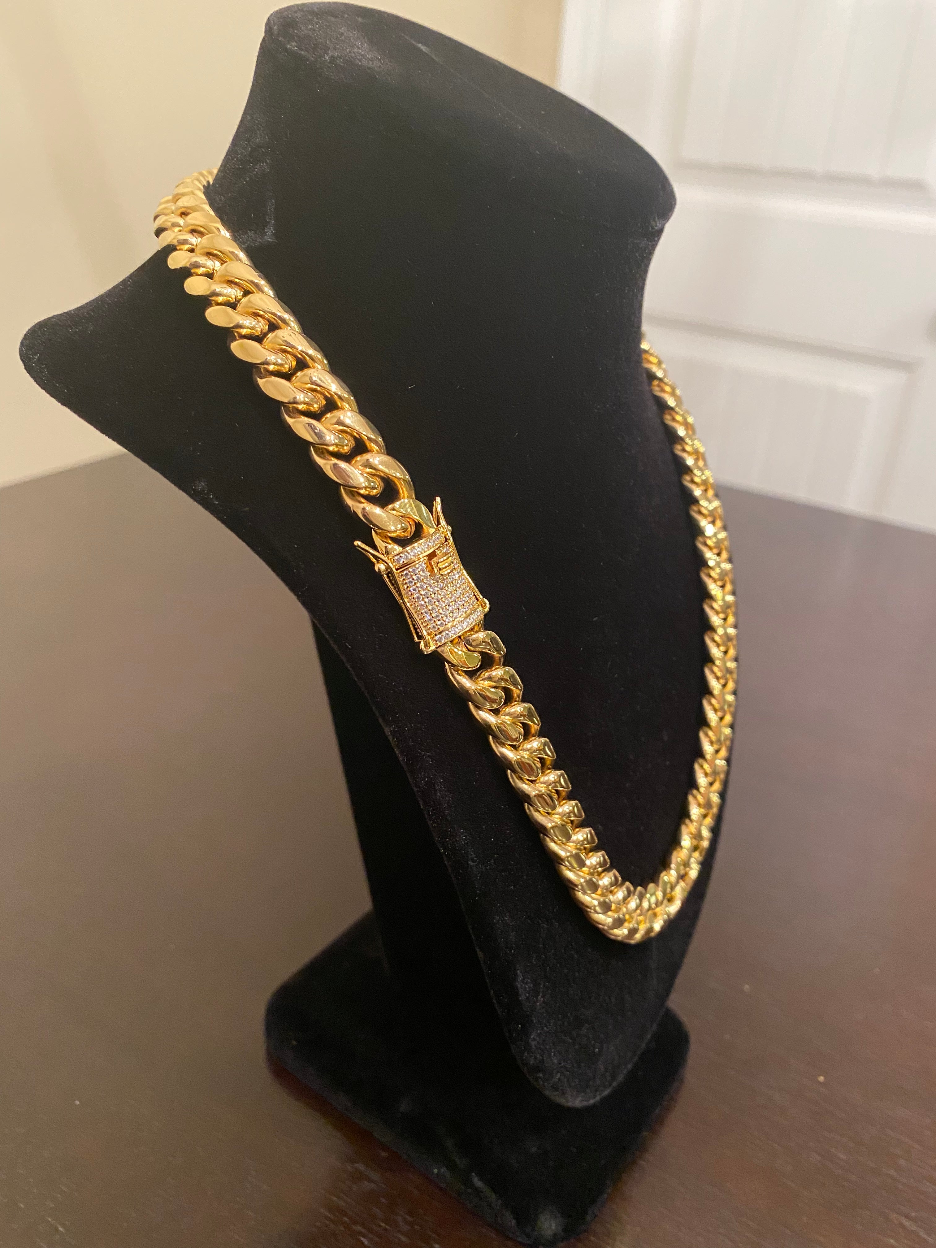 12mm Miami Cuban Link Chain (Yellow Gold)