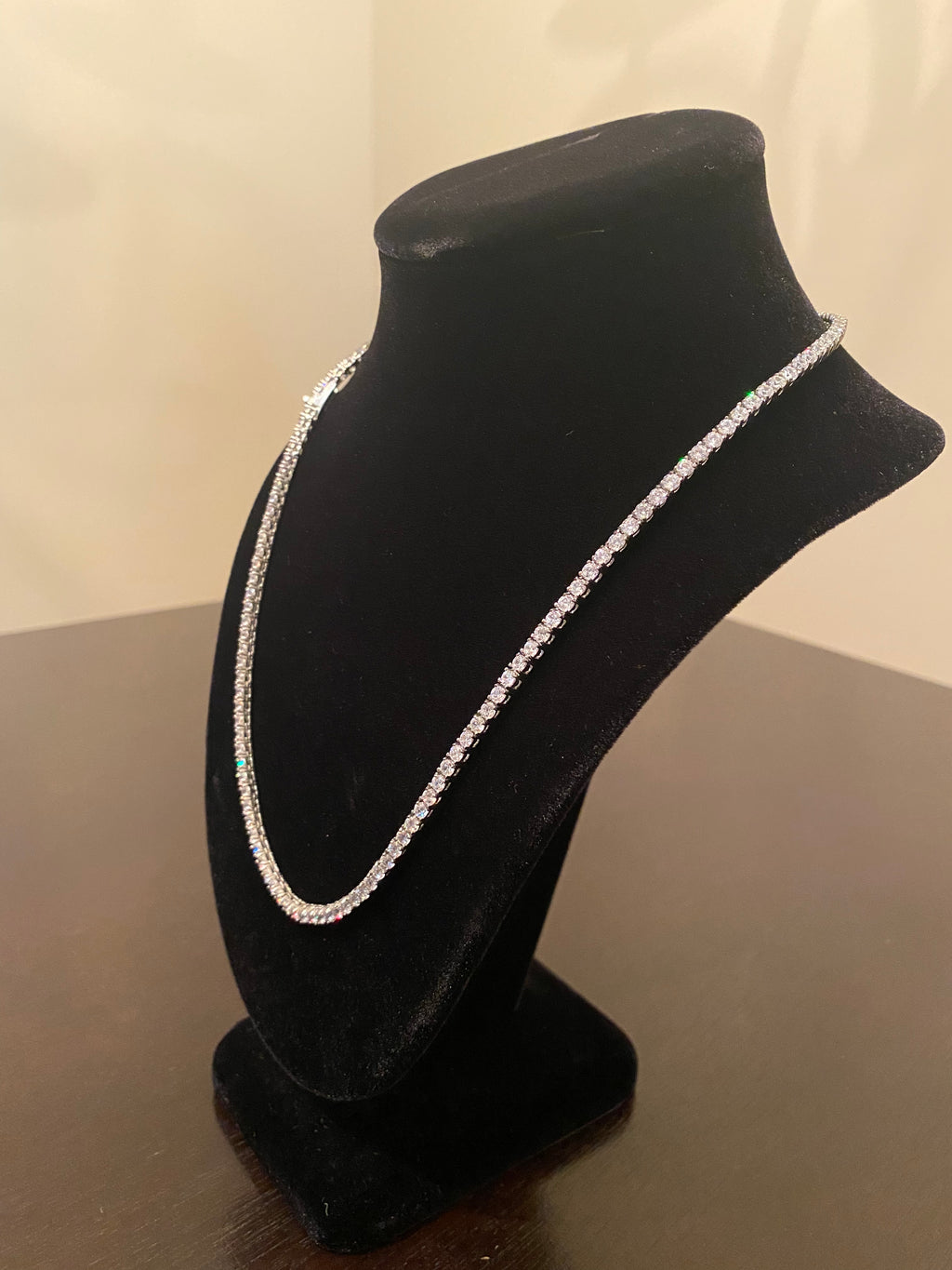 3mm Round Cut Tennis Necklace (White Gold)