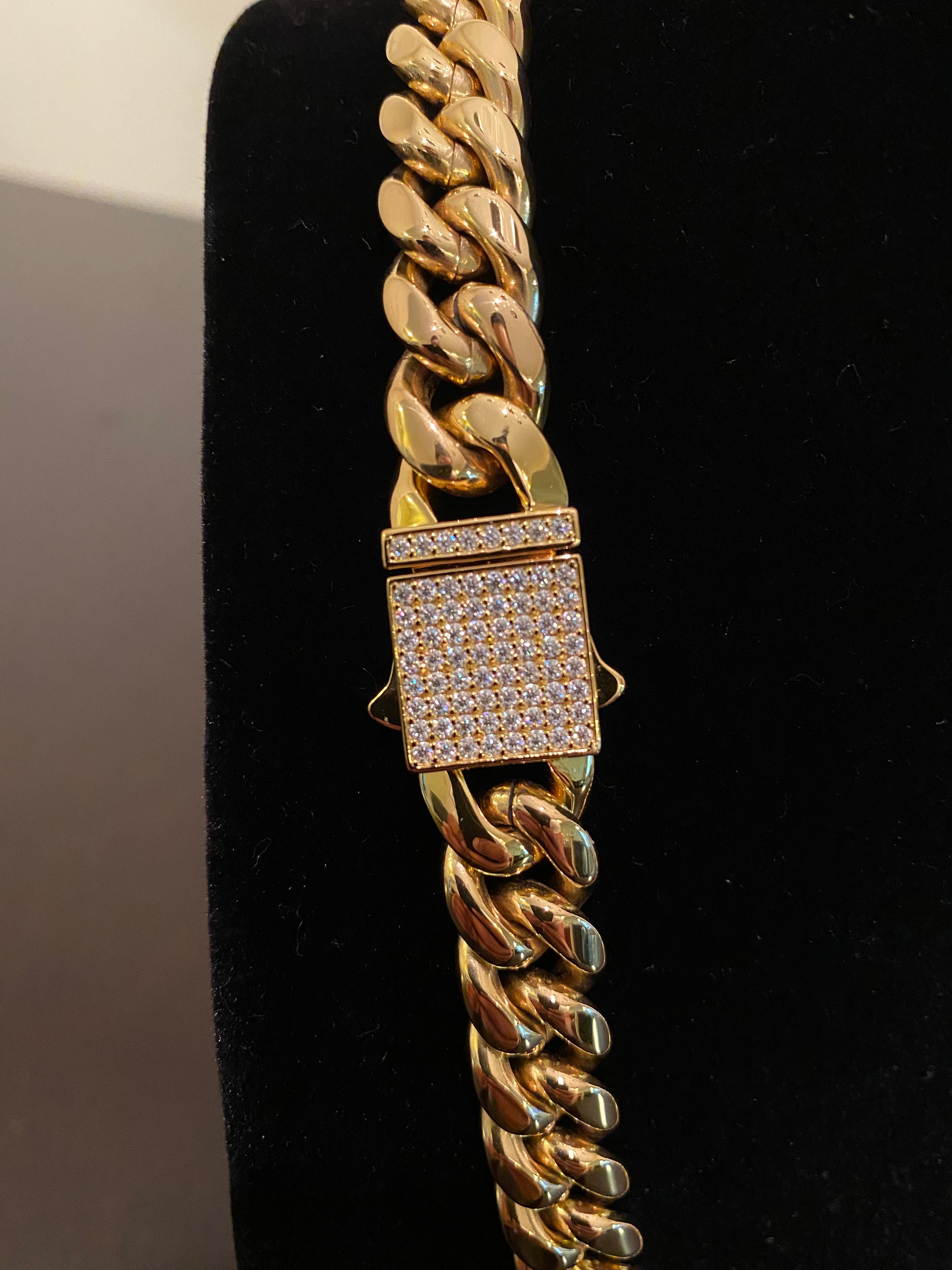 12mm Hybrid Miami Cuban Link Chain (925 Silver/Yellow Gold)