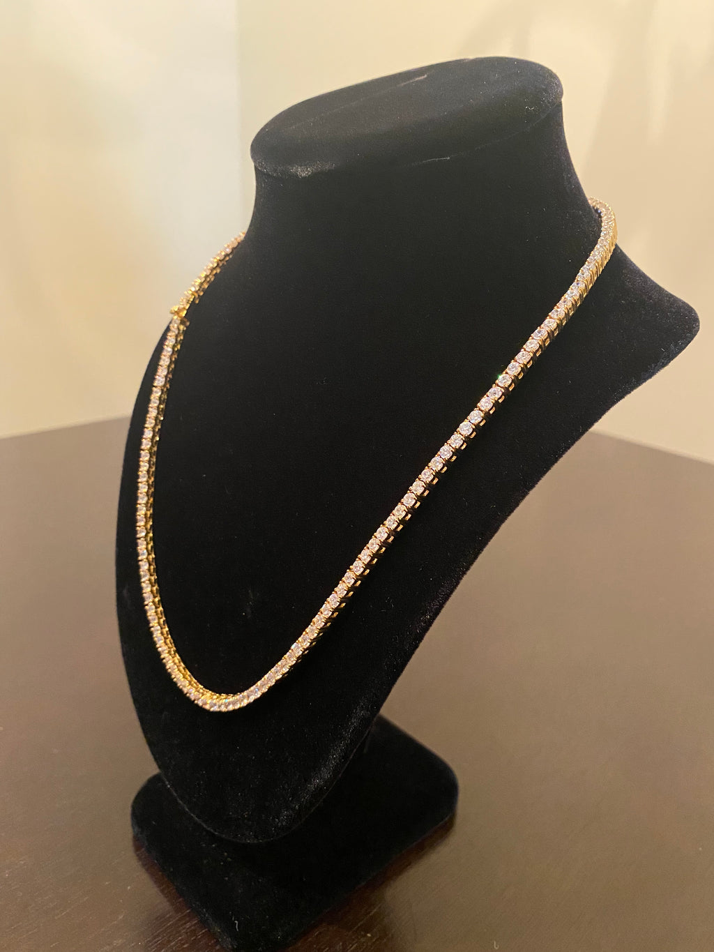 3mm Round Cut Tennis Necklace (Yellow Gold)