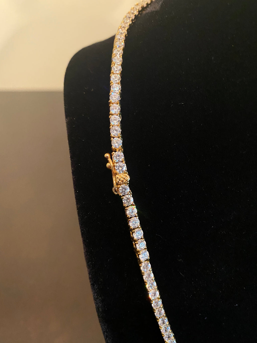 3mm Round Cut Tennis Necklace (Yellow Gold)