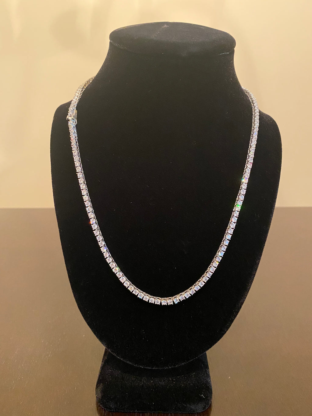 3mm Round Cut Tennis Necklace (White Gold)