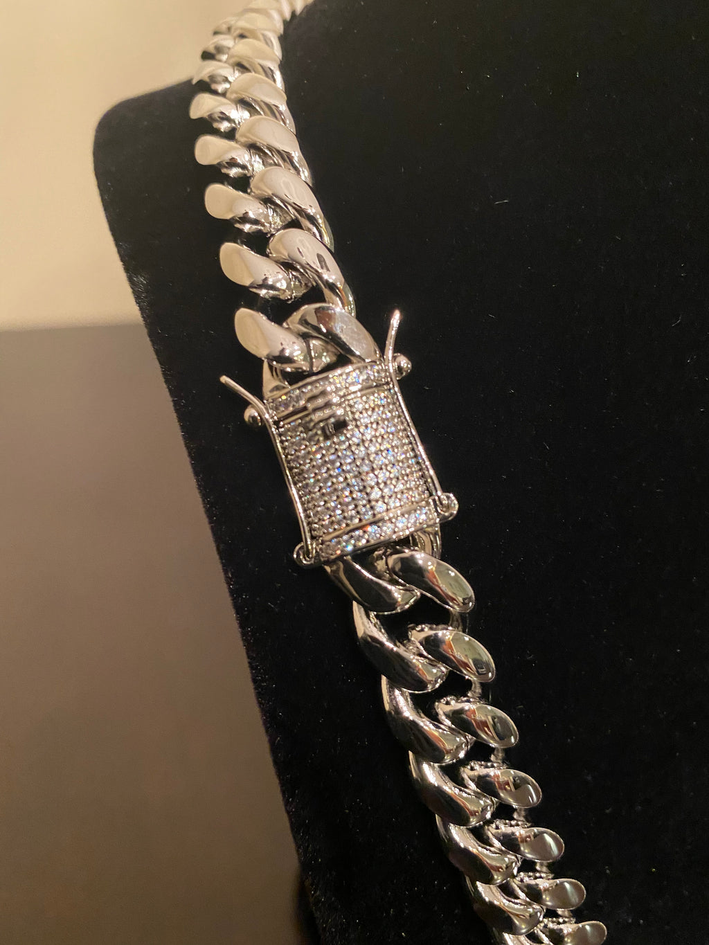 12mm Miami Cuban Link Chain (White Gold)