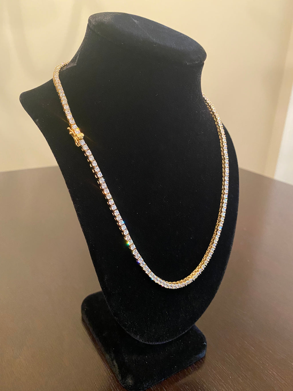 3mm Round Cut Tennis Necklace (Yellow Gold)