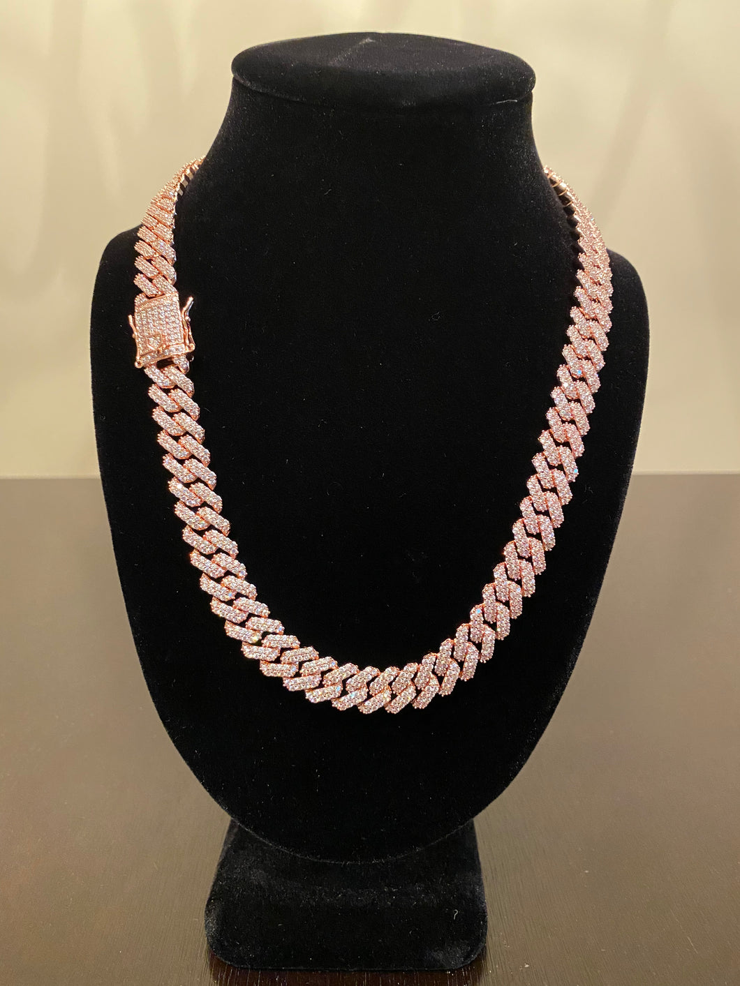 12mm Prong Set Miami Cuban Link Chain (Rose Gold)