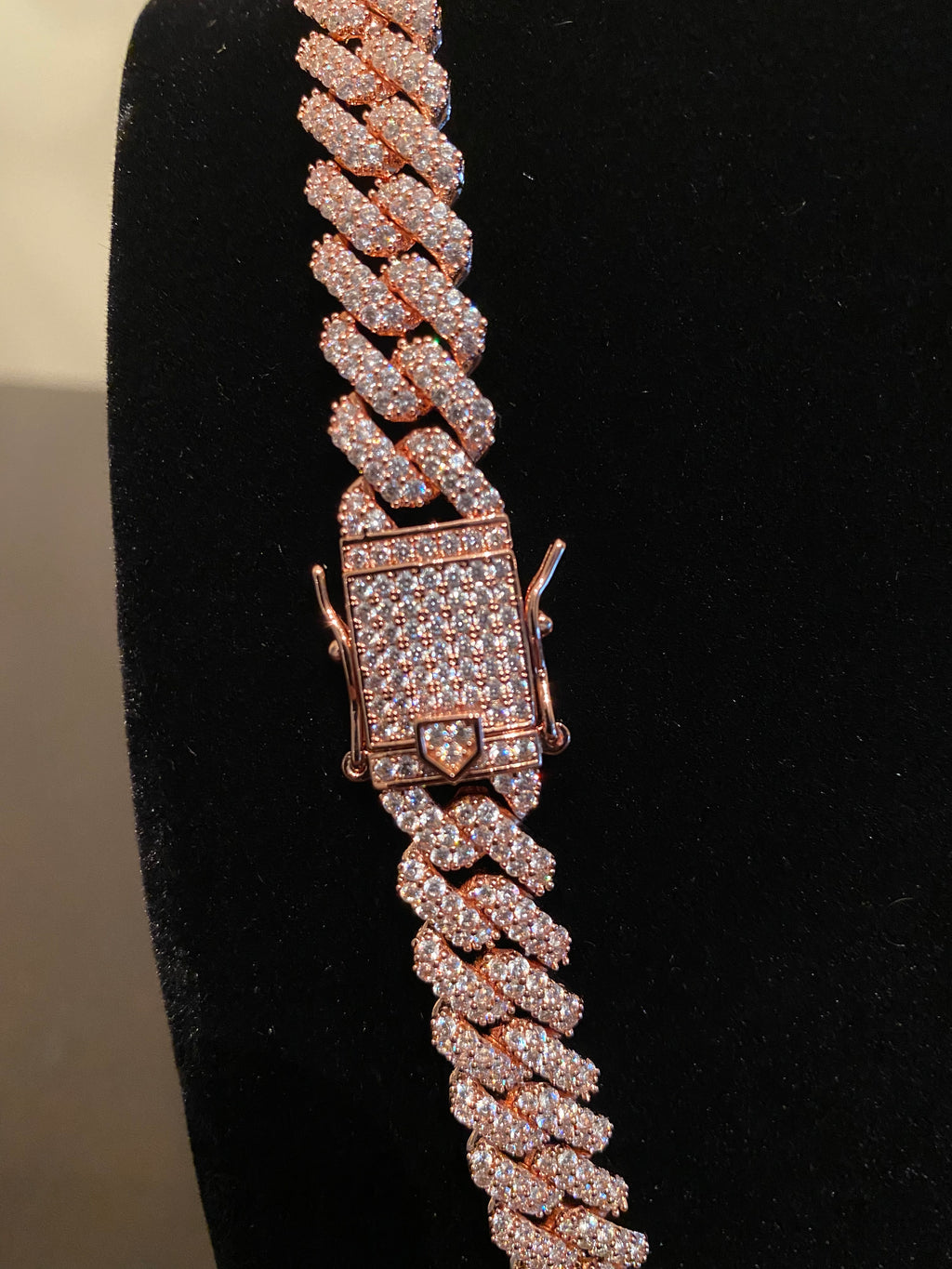 12mm Prong Set Miami Cuban Link Chain (Rose Gold)