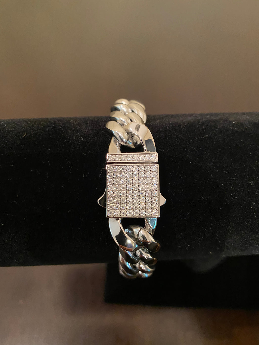 12mm Hybrid Miami Cuban Link Bracelet (925 Silver/White Gold)