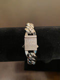 12mm Hybrid Miami Cuban Link Bracelet (925 Silver/White Gold)