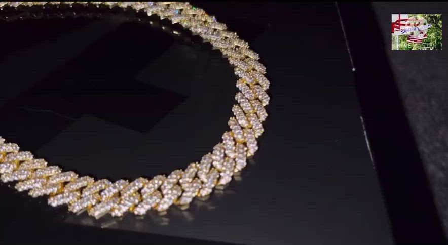 12mm Prong Set Miami Cuban Link Chain (Yellow Gold)